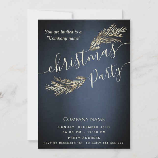 Modern minimalist pine branch corporate Christmas  Invitation (Front)