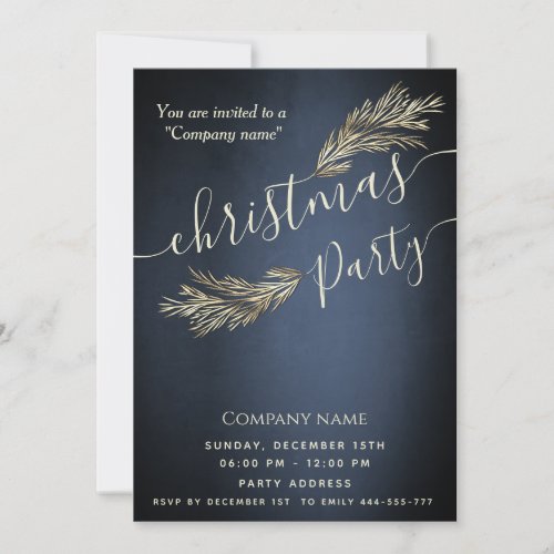 Modern minimalist pine branch corporate Christmas  Invitation
