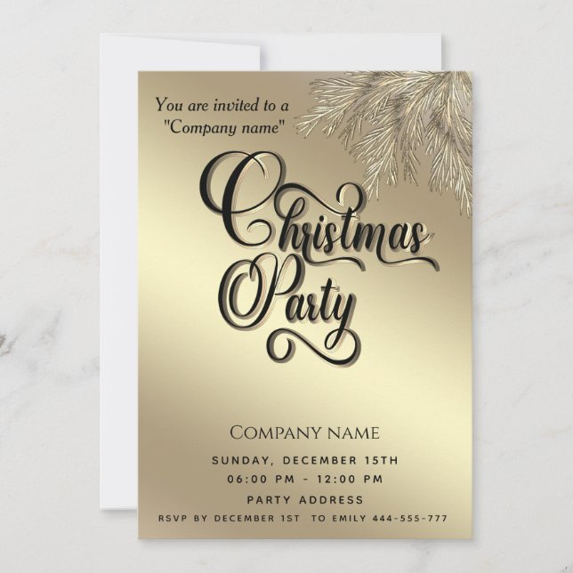 Modern minimalist pine branch corporate Christmas  Invitation (Front)