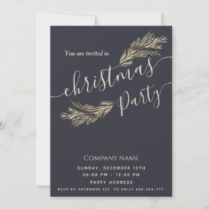 Modern minimalist pine branch corporate Christmas  Invitation