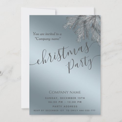 Modern minimalist pine branch corporate Christmas  Invitation