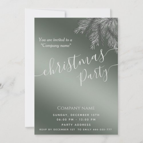 Modern minimalist pine branch corporate Christmas  Invitation
