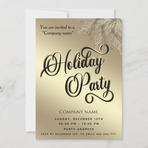 Modern minimalist pine branch corporate Holiday  Invitation