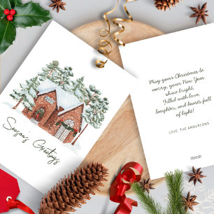 Modern Minimalist Pine Forest Farmhouse Christmas Holiday Card