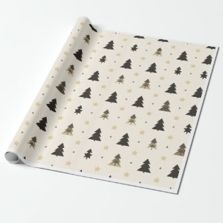 modern Minimalist PINE TREE black and soft pink  Wrapping Paper