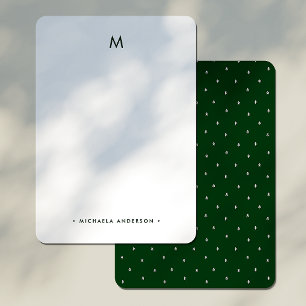 Modern Minimalist Pine Trees Monogram Initial Name Note Card