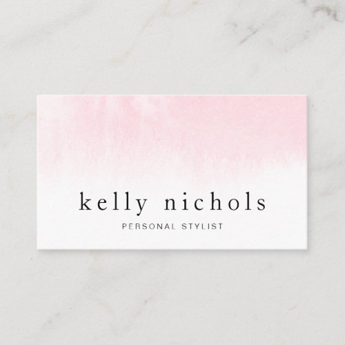 Modern minimalist pink abstract watercolor ombre business card