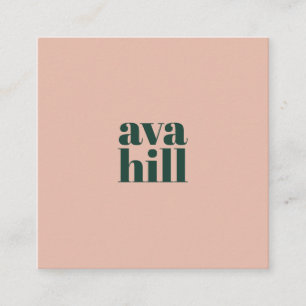 Modern minimalist pink and green professional logo square business card