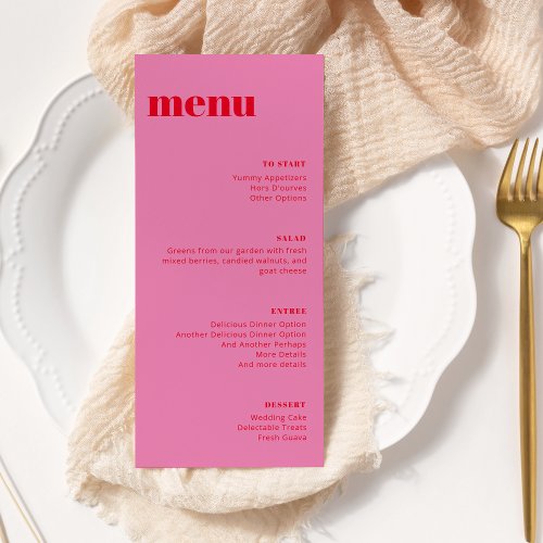 Modern Minimalist Pink and Red Tall Template Menu