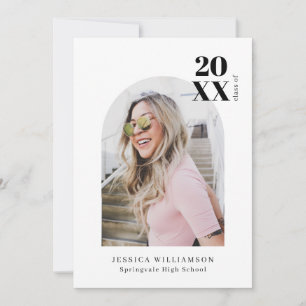 Modern Minimalist Pink Arch Photo Graduation Party Invitation