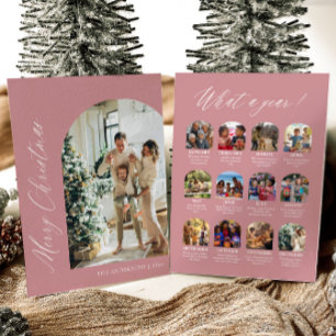 Modern Minimalist Pink Arch Photo Merry Christmas Holiday Card