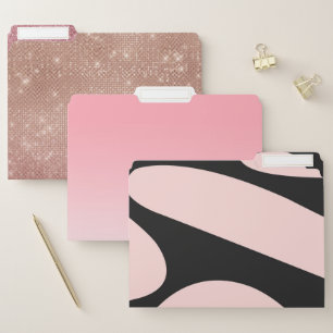 Modern Minimalist Pink Black Color Block Abstract File Folder