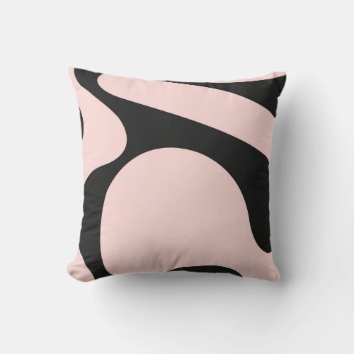 Modern Minimalist Pink Black Color Block Abstract Throw Pillow