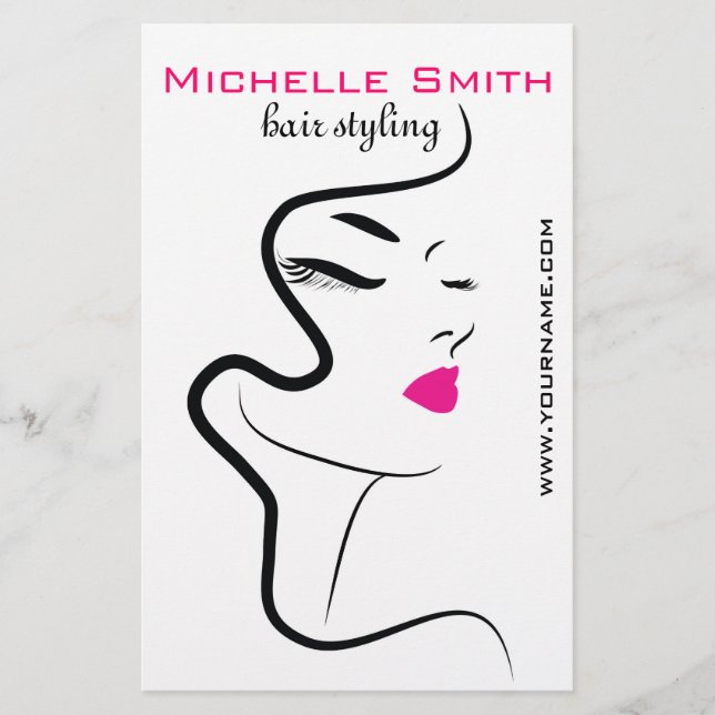 Modern Minimalist Pink Black Hair Beauty Salon  Flyer (Front)