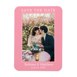Modern Minimalist Pink Blush Save the Date Magnet