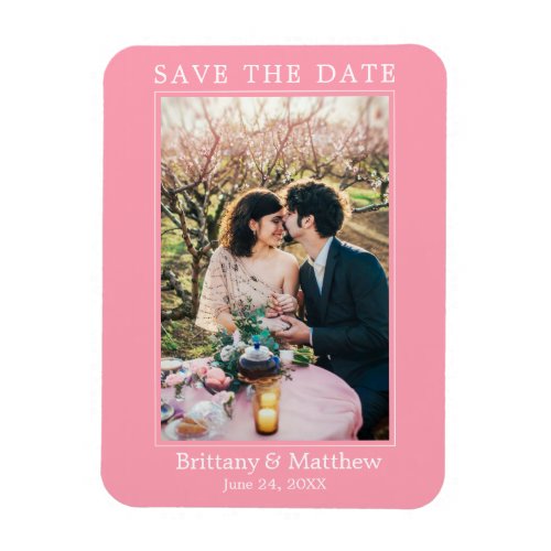 Modern Minimalist Pink Blush Save the Date Magnet
