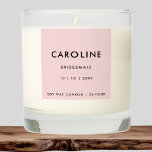 Modern Minimalist Pink Bridesmaid Bachelorette Scented Candle<br><div class="desc">A modern minimalist light pink bridesmaid scented candle is classy sophisticated. Perfect for bridesmaid gift.</div>