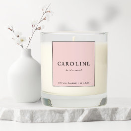 Modern Minimalist Pink Bridesmaid Scented Candle