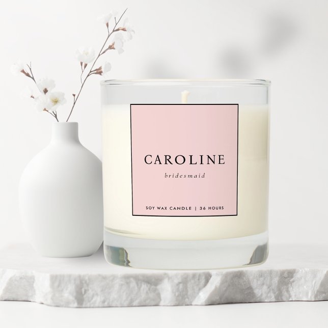 Modern Minimalist Pink Bridesmaid Scented Candle (Creator Uploaded)