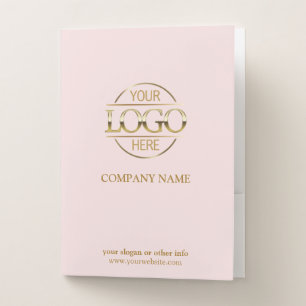 Modern Minimalist Pink Business Corporate Records Pocket Folder