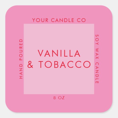 Modern Minimalist Pink Candle Label