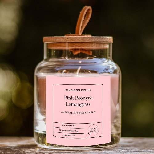 Modern Minimalist Pink Candle Product Label