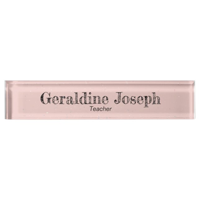 Modern Minimalist Pink  Desk Name Plate (Front)
