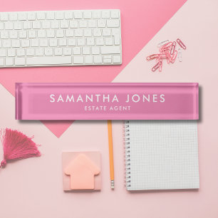 Modern Minimalist pink desk Name Plate