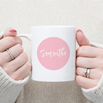 Modern Minimalist Pink Dot Personalized Coffee Mug by designs4you at Zazzle