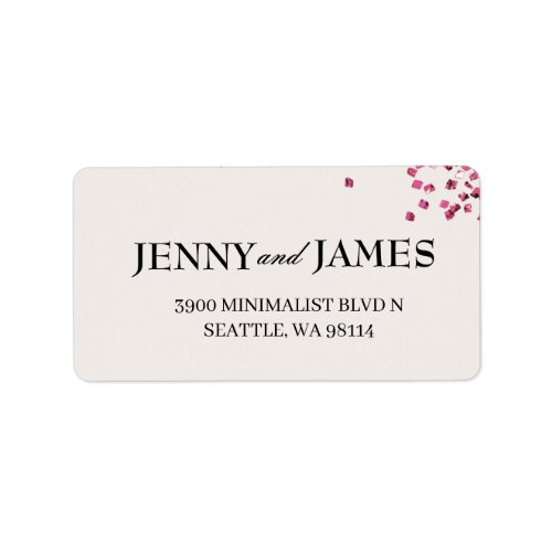 Modern Minimalist Pink Glitter Wedding Address  La Label