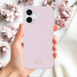 Modern Minimalist Pink Gold Initial Monogram iPhone 16 Case<br><div class="desc">Minimalist Modern Initial Monogram Phone Case. Create your own personalized iPhone Case with custom initial name in pink and gold color.</div>