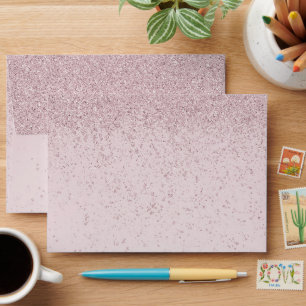 Modern Minimalist Pink Gold Wedding Envelope