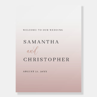 Modern Minimalist Pink Gradient Wedding Welcome Foam Board