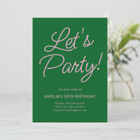 Modern Minimalist Pink Green Birthday Party Chic