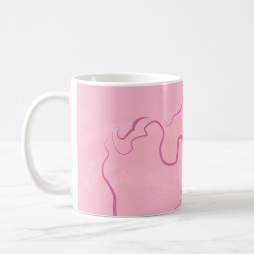Modern minimalist pink hair styling wavy hairstyle coffee mug