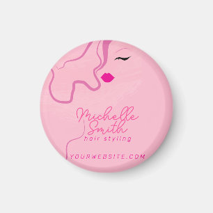 Modern minimalist pink hair styling wavy hairstyle magnet