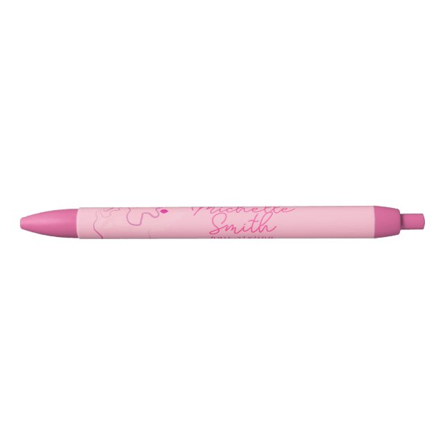 Modern minimalist pink hair styling wavy hairstyle pen (Front)