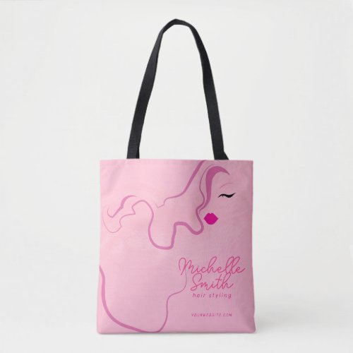 Modern minimalist pink hair styling wavy hairstyle tote bag
