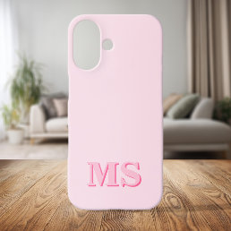 Modern Minimalist Pink Initial Monogram iPhone 16 Case