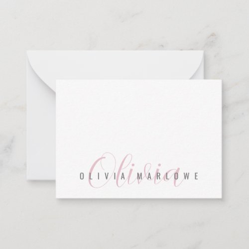 Modern Minimalist Pink Monogram Note Card