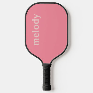 Modern minimalist pink name pickleball paddle