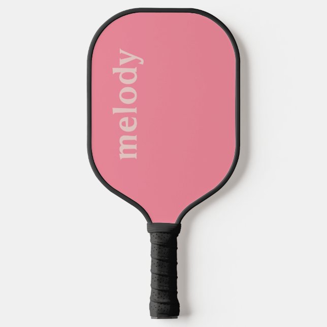 Modern minimalist pink name  pickleball paddle (Front)