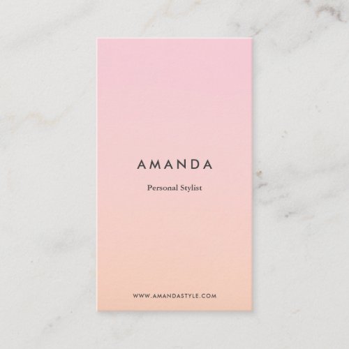 Modern minimalist pink orange gradient cool ombre business card