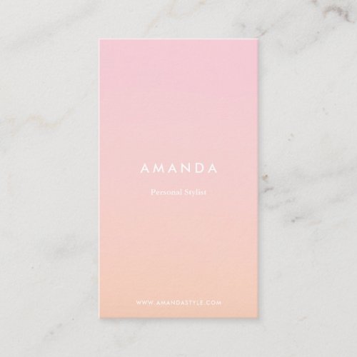 Modern minimalist pink orange gradient cute ombre business card