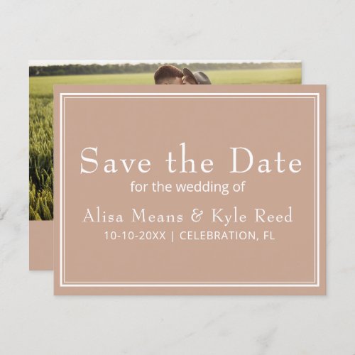 Modern Minimalist Pink Photo Save the Date