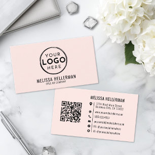 Modern Minimalist Pink Professional Logo Business Card