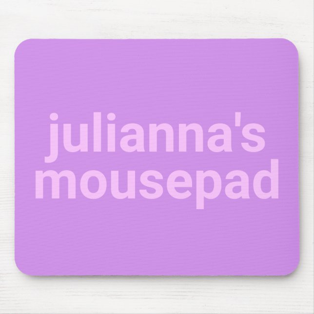 Modern Minimalist Pink Purple Name and Label Mouse Pad (Front)
