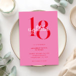 Modern Minimalist Pink Red 18th Birthday Invitation<br><div class="desc">Modern minimalist 18th birthday invitation featuring simple design with chic typography and elegant script.</div>