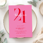 Modern Minimalist Pink Red 21st Birthday Invitation<br><div class="desc">Modern minimalist 21st birthday invitation featuring simple design with chic typography and elegant script.</div>