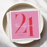 Modern Minimalist Pink Red 21st Birthday Napkins<br><div class="desc">Modern minimalist 21st birthday napkins featuring simple design with chic typography and elegant script.</div>